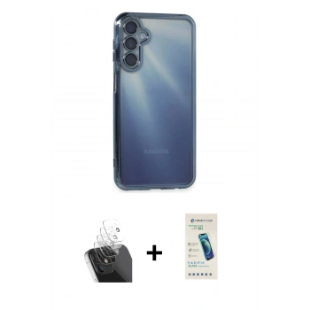 MARSİLYAN™- Galaxy A35 5G Kılıf Vadi Minimal - Şeffaf Pasifik Cam Ekran Koruyucu + Kamera Lens Koruma Cam - SF
