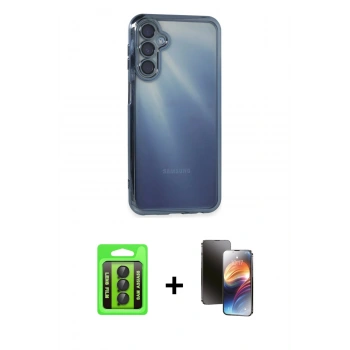 MARSİLYAN™- Galaxy A35 5G Kılıf Vadi Minimal - Siyah 3D Antistatik Mat Seramik Nano Ekran Koruyucu + Raze Metal Kamera Lens - SH