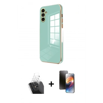 MARSİLYAN™- Galaxy A35 5G Kılıf Yankı Serisi - Siyah 3D Antistatik Mat Seramik Nano Ekran Koruyucu + Kamera Lens Koruma Cam - SF