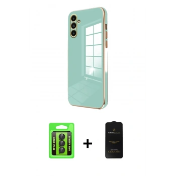 MARSİLYAN™- Galaxy A35 5G Kılıf Yankı Serisi - Siyah 6D Antistatik Mat Seramik Hayalet Nano Ekran Koruyucu + Raze Metal Kamera Lens - SH