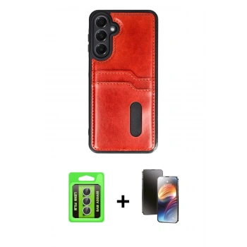 MARSİLYAN™- Galaxy A35 5G Kılıf Yörünge Işık Serisi - Siyah 3D Antistatik Mat Seramik Nano Ekran Koruyucu + Raze Metal Kamera Lens - GS