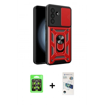 MARSİLYAN™- Galaxy A37 5G Kılıf Ahenk Klasik - Şeffaf 3D Antistatik Seramik Nano Ekran Koruyucu + Raze Metal Kamera Lens - GS