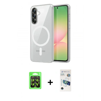 MARSİLYAN™- Galaxy A37 5G Kılıf Ahenk Minimal Serisi - Şeffaf 3D Antistatik Seramik Nano Ekran Koruyucu + Raze Metal Kamera Lens - SH