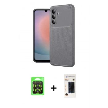 MARSİLYAN™- Galaxy A37 5G Kılıf Eksen Form Prime - Şeffaf 3D Antistatik Hayalet Cam Ekran Koruyucu + Raze Metal Kamera Lens - SH