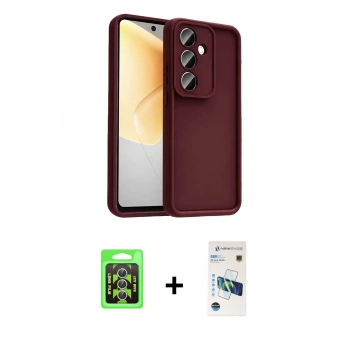 MARSİLYAN™- Galaxy A37 5G Kılıf Yankı Yansıma Özel Seri - Şeffaf 3D Antistatik Cam Ekran Koruyucu + Raze Metal Kamera Lens - GS