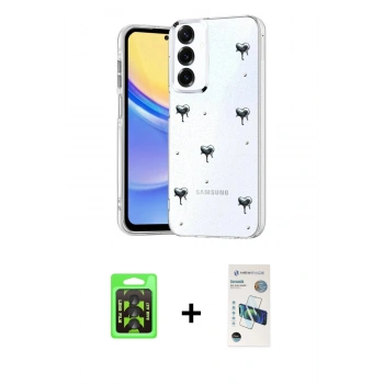 MARSİLYAN™- Galaxy A37 5G Kılıf Yörünge Form - Şeffaf 3D Antistatik Seramik Nano Ekran Koruyucu + Raze Metal Kamera Lens - SH