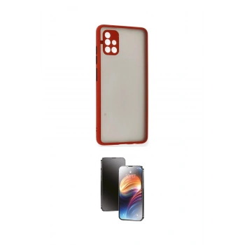 MARSİLYAN™- Galaxy A51 Kılıf Ahenk Çizgi Serisi - Siyah 3D Antistatik Mat Seramik Nano Ekran Koruyucu