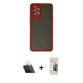 MARSİLYAN™- Galaxy A52 Kılıf Ahenk Çizgi Serisi - Siyah 6D Mat Seramik Hayalet Nano Ekran Koruyucu + Kamera Lens Koruma Cam - SF