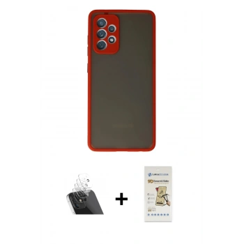 MARSİLYAN™- Galaxy A52 Kılıf Ahenk Çizgi Serisi - Siyah Mat Seramik Nano Ekran Koruyucu + Kamera Lens Koruma Cam - SF