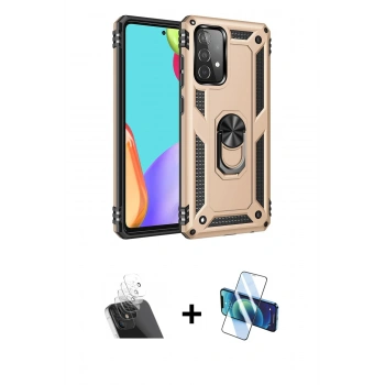 MARSİLYAN™- Galaxy A52 Kılıf Ahenk Klasik Koleksiyonu - Siyah 3D Antistatik Cam Ekran Koruyucu + Kamera Lens Koruma Cam - SF