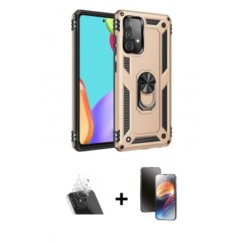MARSİLYAN™- Galaxy A52 Kılıf Ahenk Klasik Koleksiyonu - Siyah 3D Antistatik Mat Seramik Nano Ekran Koruyucu + Kamera Lens Koruma Cam - SF