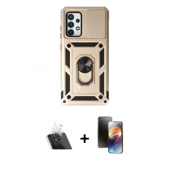 MARSİLYAN™- Galaxy A52 Kılıf Ahenk Klasik - Siyah 3D Antistatik Mat Seramik Nano Ekran Koruyucu + Kamera Lens Koruma Cam - SF