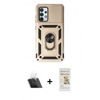 MARSİLYAN™- Galaxy A52 Kılıf Ahenk Klasik - Siyah Mat Seramik Nano Ekran Koruyucu + Kamera Lens Koruma Cam - SF