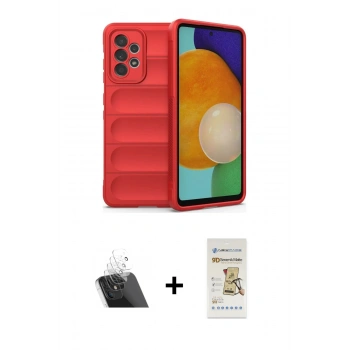 MARSİLYAN™- Galaxy A52 Kılıf Atlas Koleksiyonu - Siyah Mat Seramik Nano Ekran Koruyucu + Kamera Lens Koruma Cam - SF