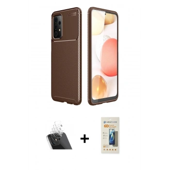 MARSİLYAN™- Galaxy A52 Kılıf Eksen Form Prime - Siyah 6D Mat Seramik Hayalet Nano Ekran Koruyucu + Kamera Lens Koruma Cam - SF