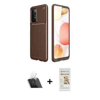 MARSİLYAN™- Galaxy A52 Kılıf Eksen Form Prime - Siyah Mat Seramik Nano Ekran Koruyucu + Kamera Lens Koruma Cam - SF