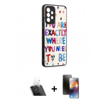 MARSİLYAN™- Galaxy A52 Kılıf Odak Klasik Serisi - Siyah 3D Antistatik Mat Seramik Nano Ekran Koruyucu + Kamera Lens Koruma Cam - SF