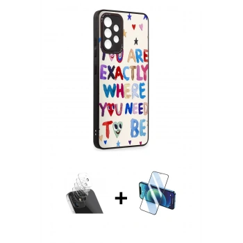 MARSİLYAN™- Galaxy A52 Kılıf Odak Klasik Serisi - Siyah 3D Antistatik Seramik Nano Ekran Koruyucu + Kamera Lens Koruma Cam - SF