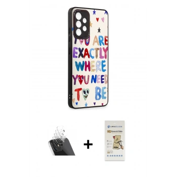 MARSİLYAN™- Galaxy A52 Kılıf Odak Klasik Serisi - Siyah Mat Seramik Nano Ekran Koruyucu + Kamera Lens Koruma Cam - SF