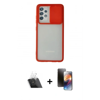 MARSİLYAN™- Galaxy A52 Kılıf Vadi Çizgi - Siyah 3D Antistatik Mat Seramik Nano Ekran Koruyucu + Kamera Lens Koruma Cam - SF