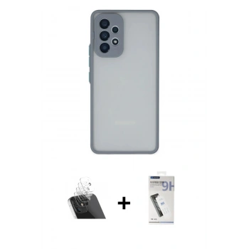MARSİLYAN™- Galaxy A53 5G Kılıf Ahenk Çizgi Serisi - Şeffaf Uv Polymer Nano Ekran Koruyucu + Kamera Lens Koruma Cam - SF