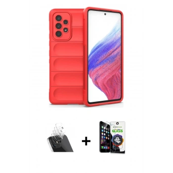 MARSİLYAN™- Galaxy A53 5G Kılıf Atlas Koleksiyonu - Şeffaf Temperli Cam Ekran Koruyucu + Kamera Lens Koruma Cam - SF