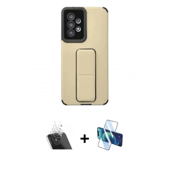 MARSİLYAN™- Galaxy A53 5G Kılıf Çekirdek Yansıma - Siyah 3D Antistatik Cam Ekran Koruyucu + Kamera Lens Koruma Cam - SF