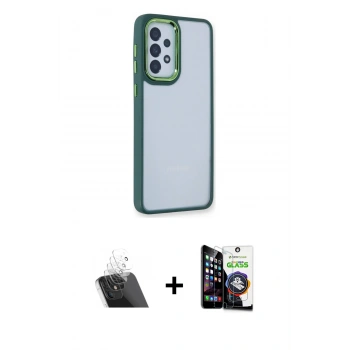 MARSİLYAN™- Galaxy A53 5G Kılıf Eksen Doku Prime - Şeffaf Temperli Cam Ekran Koruyucu + Kamera Lens Koruma Cam - SF