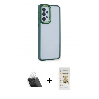 MARSİLYAN™- Galaxy A53 5G Kılıf Eksen Doku Prime - Siyah Mat Seramik Nano Ekran Koruyucu + Kamera Lens Koruma Cam - SF