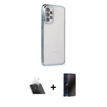 MARSİLYAN™- Galaxy A53 5G Kılıf Vadi Minimal - Siyah 3D Antistatik Hayalet Cam Ekran Koruyucu + Kamera Lens Koruma Cam - SF