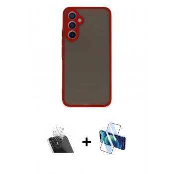 MARSİLYAN™- Galaxy A54 5G Kılıf Ahenk Çizgi Serisi - Siyah 3D Antistatik Seramik Nano Ekran Koruyucu + Kamera Lens Koruma Cam - SF