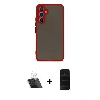 MARSİLYAN™- Galaxy A54 5G Kılıf Ahenk Çizgi Serisi - Siyah 6D Antistatik Mat Seramik Hayalet Nano Ekran Koruyucu + Kamera Lens Koruma Cam - SF