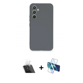 MARSİLYAN™- Galaxy A54 5G Kılıf Ahenk Serisi - Siyah 3D Antistatik Seramik Nano Ekran Koruyucu + Kamera Lens Koruma Cam - SF
