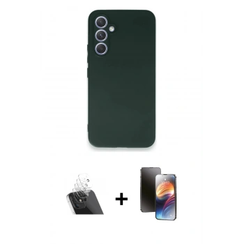 MARSİLYAN™- Galaxy A54 5G Kılıf Kozmos Yansıma Özel Seri - Siyah 3D Antistatik Mat Seramik Nano Ekran Koruyucu + Kamera Lens Koruma Cam - SF