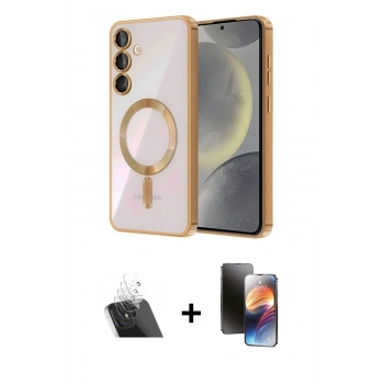 MARSİLYAN™- Galaxy A54 5G Kılıf Nova Işık Özel Seri - Siyah 3D Antistatik Mat Seramik Nano Ekran Koruyucu + Kamera Lens Koruma Cam - SF
