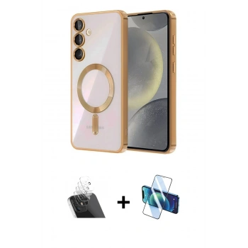 MARSİLYAN™- Galaxy A54 5G Kılıf Nova Işık Özel Seri - Siyah 3D Antistatik Seramik Nano Ekran Koruyucu + Kamera Lens Koruma Cam - SF