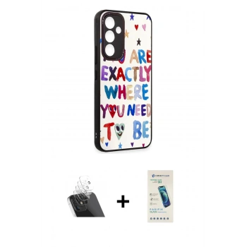 MARSİLYAN™- Galaxy A54 5G Kılıf Odak Klasik Serisi - Şeffaf Pasifik Cam Ekran Koruyucu + Kamera Lens Koruma Cam - SF