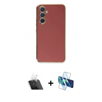 MARSİLYAN™- Galaxy A54 5G Kılıf Yankı Serisi - Siyah 3D Antistatik Seramik Nano Ekran Koruyucu + Kamera Lens Koruma Cam - SF