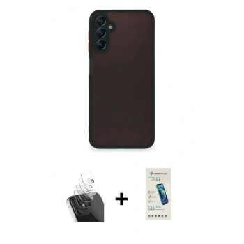 MARSİLYAN™- Galaxy A55 5G Kılıf Ahenk Çizgi Serisi - Şeffaf Pasifik Cam Ekran Koruyucu + Kamera Lens Koruma Cam - SF