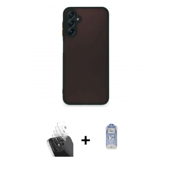 MARSİLYAN™- Galaxy A55 5G Kılıf Ahenk Çizgi Serisi - Siyah Joko Magic 5D Cam + Kamera Lens Koruma Cam - SF
