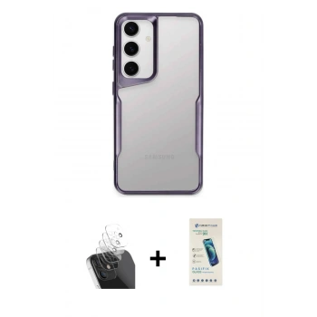 MARSİLYAN™- Galaxy A55 5G Kılıf Akış Çizgi Koleksiyonu - Şeffaf Pasifik Cam Ekran Koruyucu + Kamera Lens Koruma Cam - SF