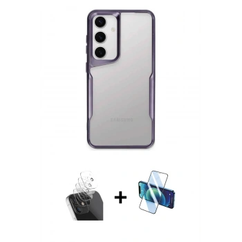 MARSİLYAN™- Galaxy A55 5G Kılıf Akış Çizgi Koleksiyonu - Siyah 3D Antistatik Seramik Nano Ekran Koruyucu + Kamera Lens Koruma Cam - SF
