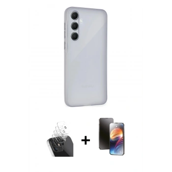 MARSİLYAN™- Galaxy A55 5G Kılıf Atlas Minimal Prime - Siyah 3D Antistatik Mat Seramik Nano Ekran Koruyucu + Kamera Lens Koruma Cam - SF