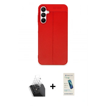 MARSİLYAN™- Galaxy A55 5G Kılıf Doruk Klasik Özel Seri - Şeffaf Pasifik Cam Ekran Koruyucu + Kamera Lens Koruma Cam - SF