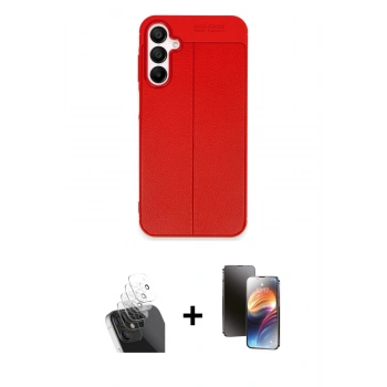 MARSİLYAN™- Galaxy A55 5G Kılıf Doruk Klasik Özel Seri - Siyah 3D Antistatik Mat Seramik Nano Ekran Koruyucu + Kamera Lens Koruma Cam - SF