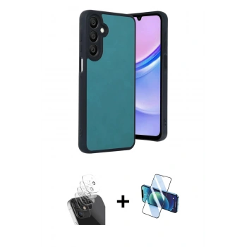 MARSİLYAN™- Galaxy A55 5G Kılıf Kıvılcım Işık Serisi - Siyah 3D Antistatik Cam Ekran Koruyucu + Kamera Lens Koruma Cam - SF
