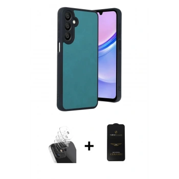 MARSİLYAN™- Galaxy A55 5G Kılıf Kıvılcım Işık Serisi - Siyah 6D Antistatik Mat Seramik Hayalet Nano Ekran Koruyucu + Kamera Lens Koruma Cam - SF