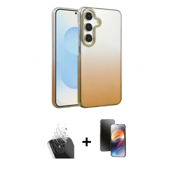 MARSİLYAN™- Galaxy A55 5G Kılıf Kıvılcım Minimal Özel Seri - Siyah 3D Antistatik Mat Seramik Nano Ekran Koruyucu + Kamera Lens Koruma Cam - SF