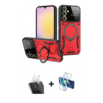 MARSİLYAN™- Galaxy A55 5G Kılıf Kıvılcım Modern Serisi - Siyah 3D Antistatik Seramik Nano Ekran Koruyucu + Kamera Lens Koruma Cam - SF