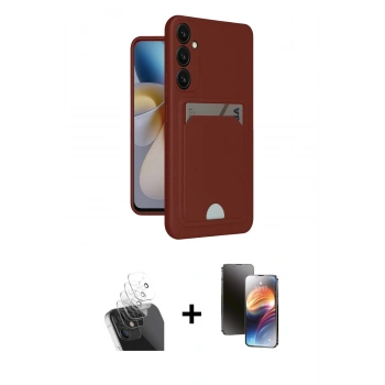 MARSİLYAN™- Galaxy A55 5G Kılıf Vadi Çizgi Prime - Siyah 3D Antistatik Mat Seramik Nano Ekran Koruyucu + Kamera Lens Koruma Cam - SF